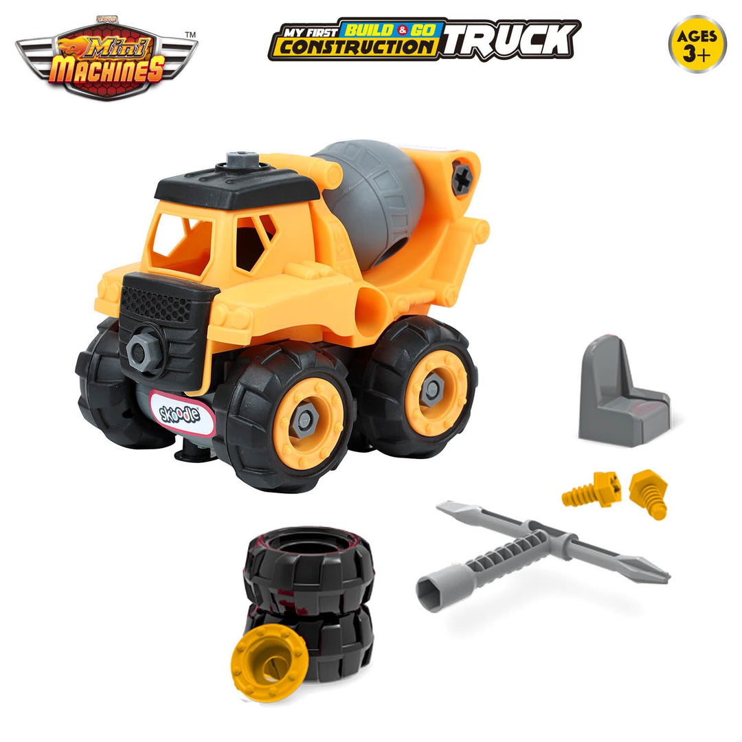 Scoodle Mini Machines My First Build & Go - Construction Truck Toy | Pull Back Vehicle for Kids