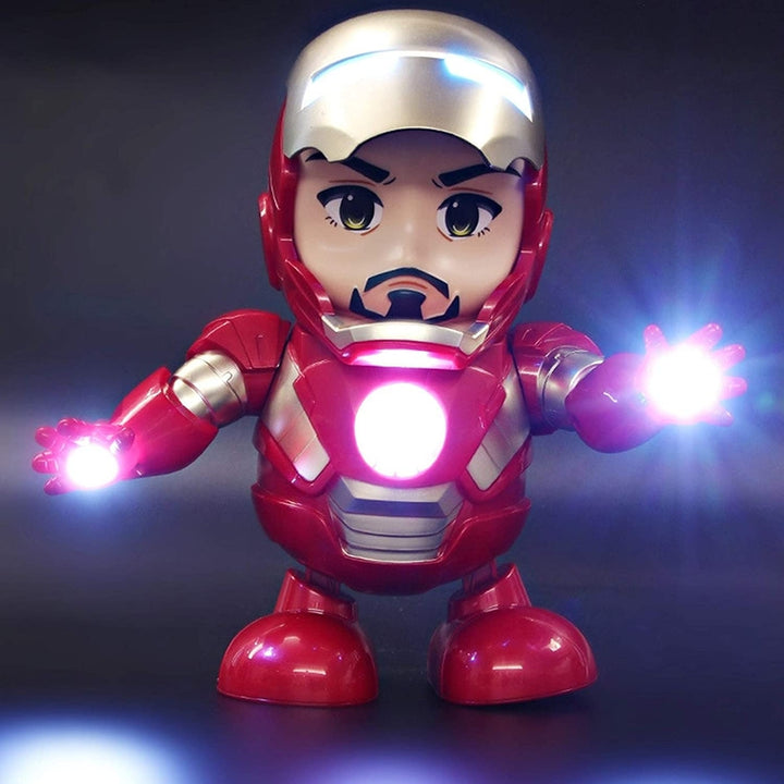 360 Degree Rotating Dancing Iron Man with Bump and Go Action, 3D Light Music and Dancing