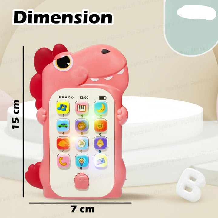 FunBlast Dinosaur Musical Mobile Phone Toy for Kids – Peach | Light & Sound Educational Toy for Kids | 1 Unit