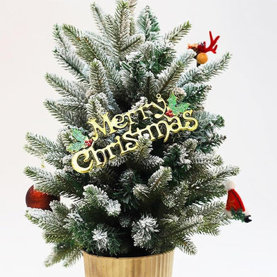 Pack of 2 Hanging Merry Christmas 3D Banner Sticker for Tree Decoration - 30 cm and 10 cm Combo