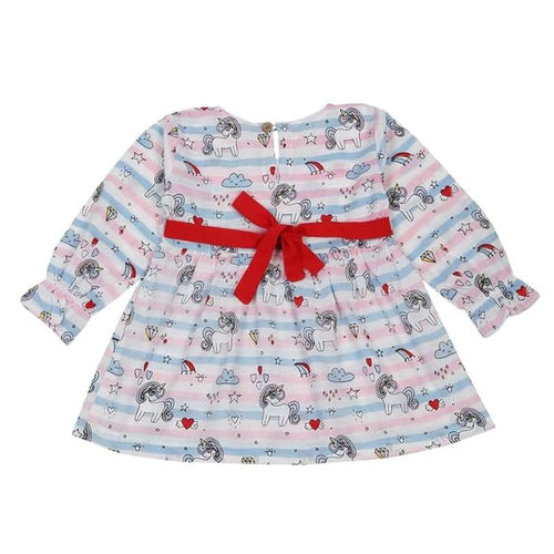 Little Ginnie Cotton Frock for Baby Girls - Animal Print | White