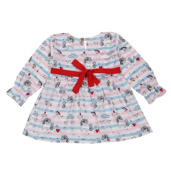 Little Ginnie Cotton Frock for Baby Girls - Animal Print | White