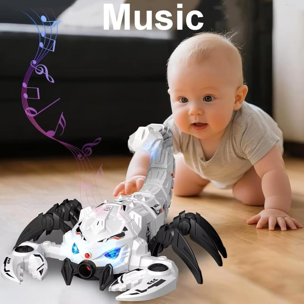 Remote Control Spray Scorpion - Robot with Water Mist Smoke, Lights, Music & Moving Joints (Grey)