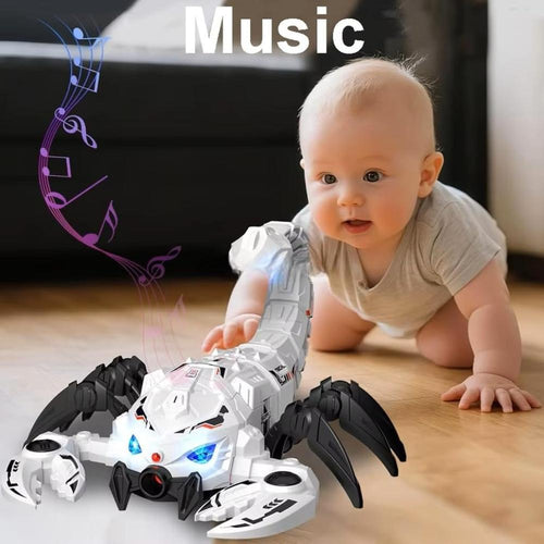 Remote Control Spray Scorpion - Robot with Water Mist Smoke, Lights, Music & Moving Joints (Grey)