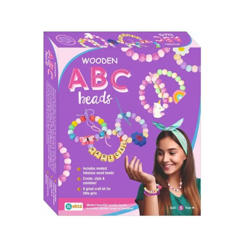 Ekta Wooden ABC Beads DIY Jewellery Making Craft Kit
