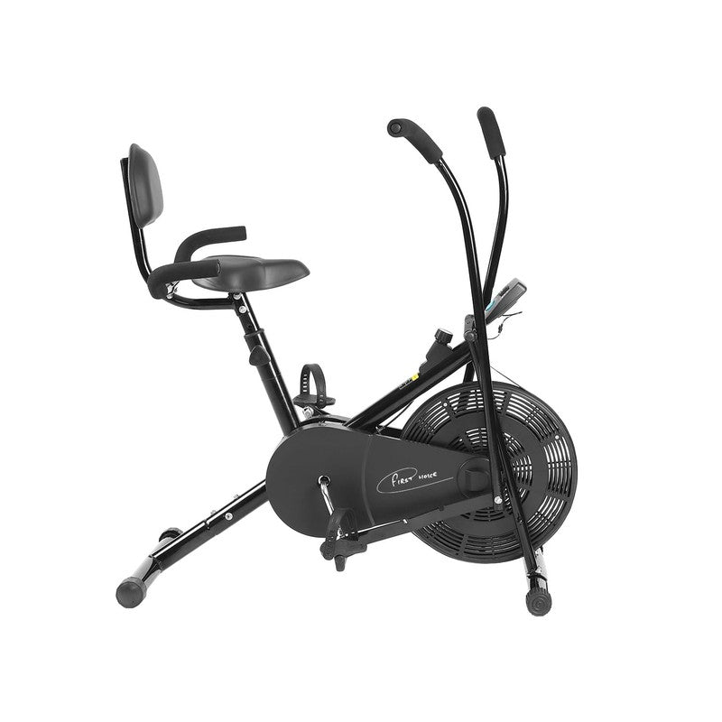 FC-110 BH Air Bike Exercise Cycle with Moving or Stationary Handle | with Back Support Seat & Side Handle for Support | Adjustable Resistance with Cushioned Seat | Fitness Cycle for Home