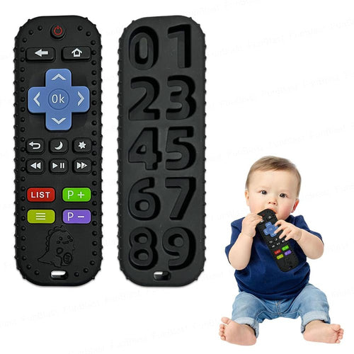 FunBlast Silicone Remote Teether for Babies – Black | Soft Chew Toy for Teething & Biting Skill Development