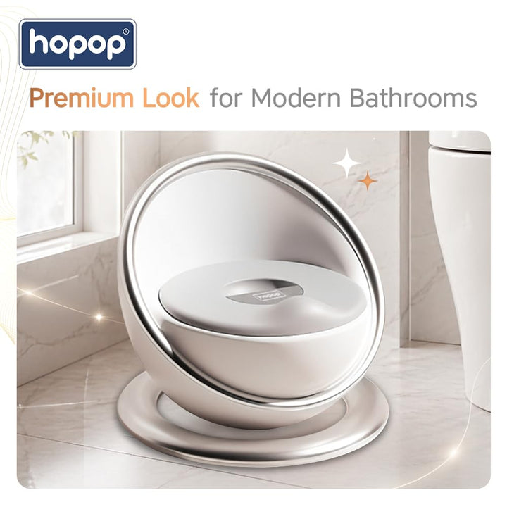Hopop Portable Potty Training Seat for Baby & Kids | Soft & Comfortable Potty Chair with Removable Bowl | Anti-Slip Stable Design- Silver