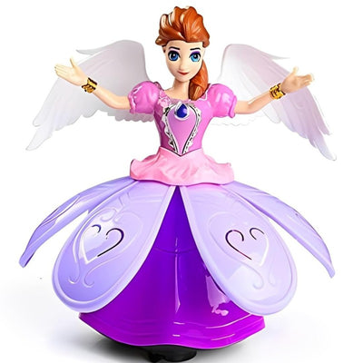 360 Degree Rotating Dancing Doll Princess Flashing Lights with Music Sound Toy (Pink)