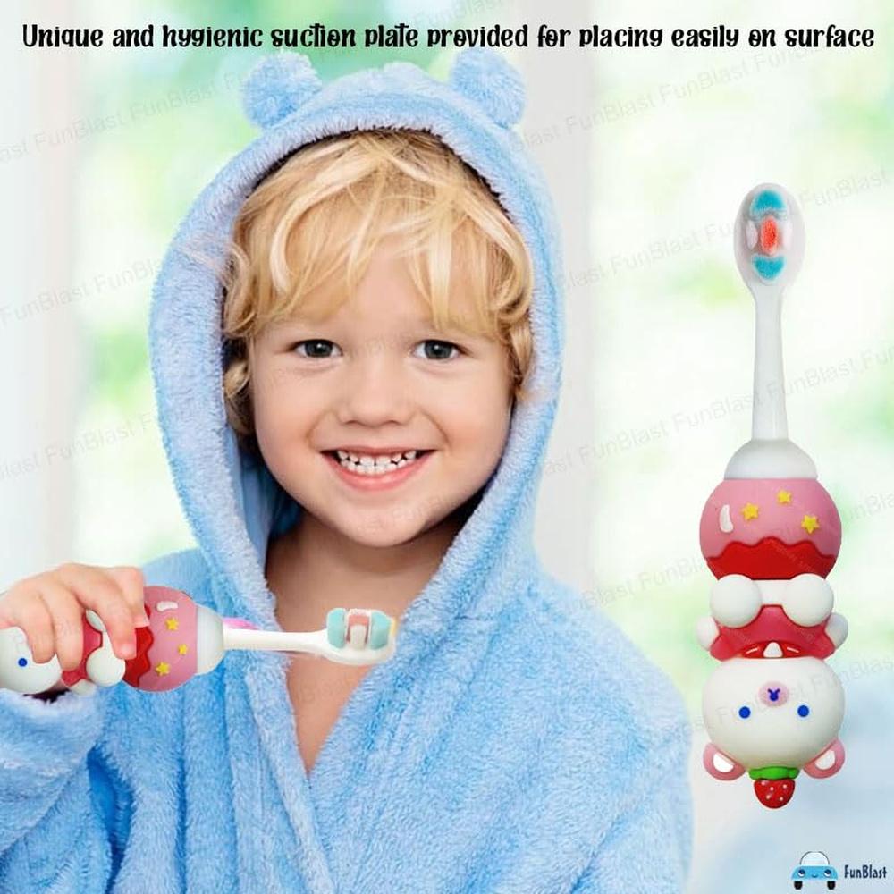 FunBlast Panda Kids Toothbrush | Extra Soft Microfiber Bristles Cartoon Animal Manual Toothbrush