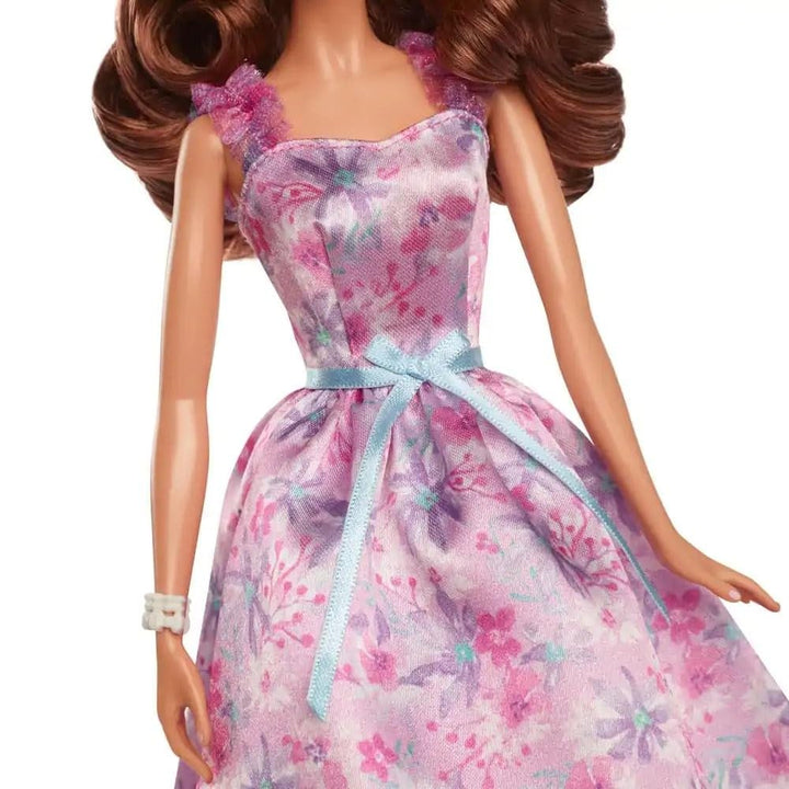 Mattel Original Licensed Barbie Signature Birthday Wishes Doll | Collectible Barbie in Lilac Satin Dress with Wavy Brown Hair