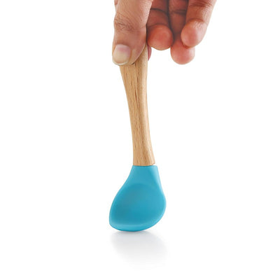 Bambu Silicone Baby Feeding Spoon |  Wooden Handle, Silicone Tip