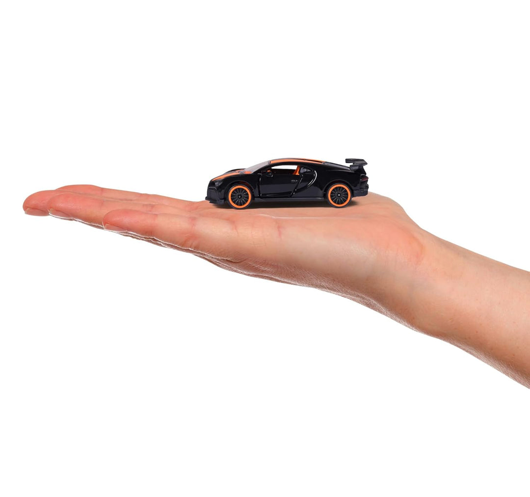 Original Licensed Majorette Bugatti Chiron Pur Sport Diecast Car - Black - Orange