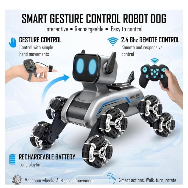 Remote & Watch Control Stunt Robot Dog Toy with Spray Function