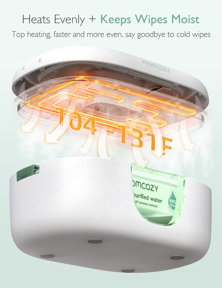 Momcozy Baby Wipe Warmer with Night Light - Large Capacity | 4 Modes of Temperature Heating Control