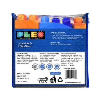 Building & Construction Blocks Educational Toy (Blue Bag - 60 Pieces)