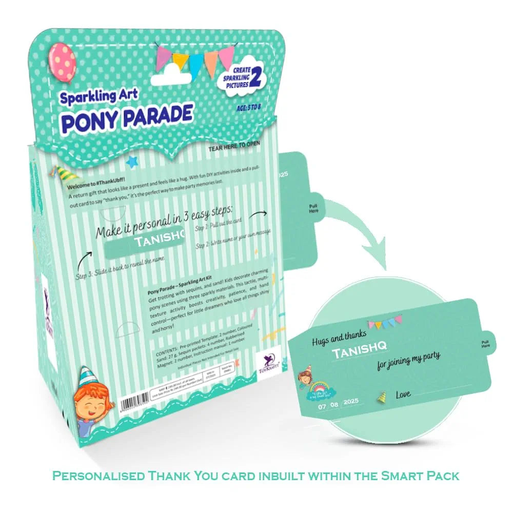 Toykraft Pony Parade Sparkling Art | Glitter & Sequin DIY Kit | Builds Creativity & Focus