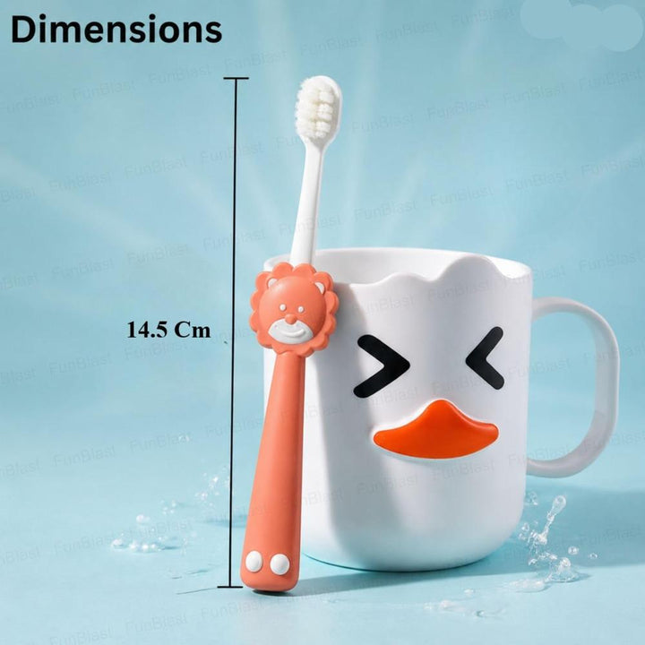 FunBlast Lion Baby Toothbrush for Kids | Extra Soft Microfiber Bristles with Rounded Brush Head | 1 Piece