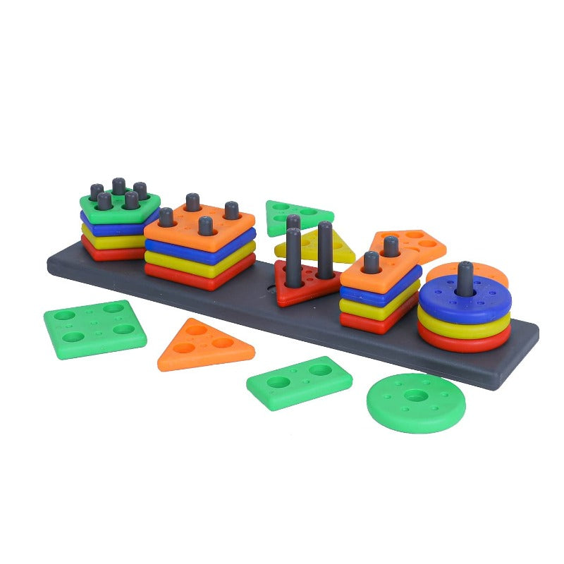 Shapes Sorting and Stacking Geometric Blocks Board (1-3 Years)