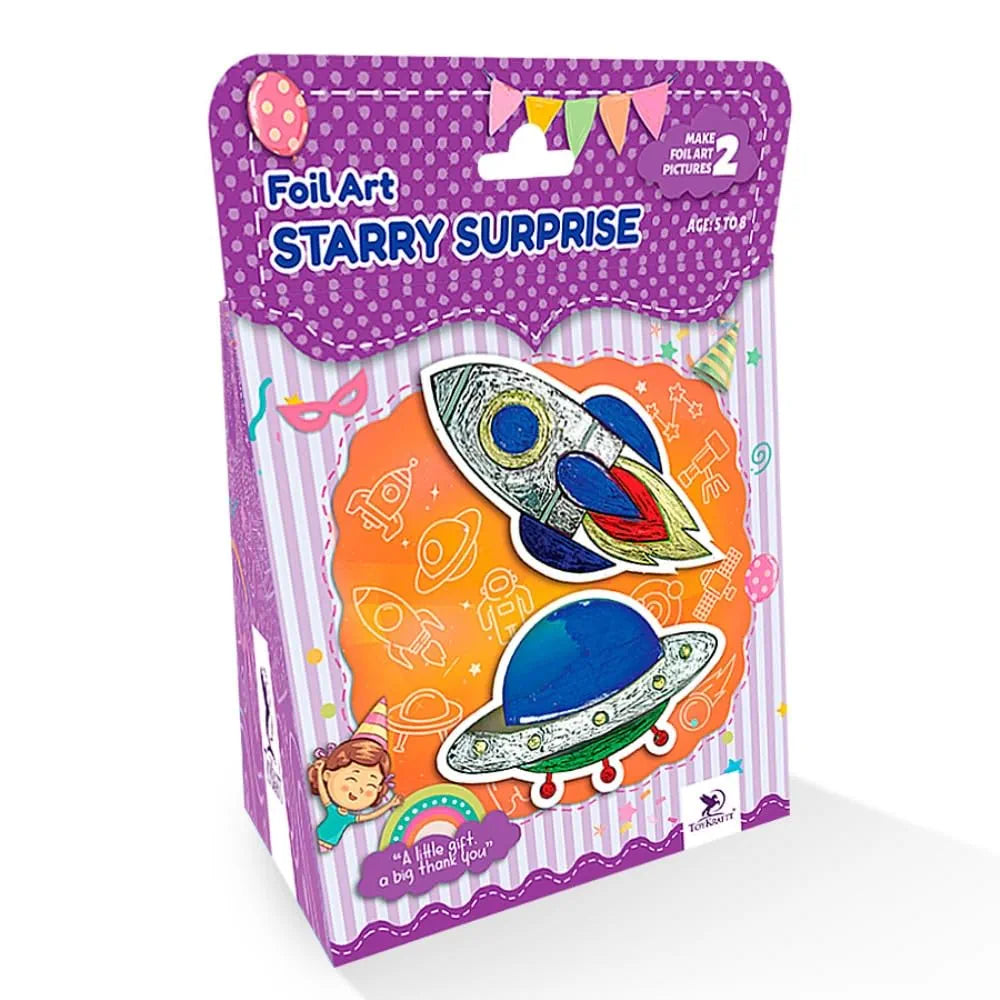 Toykraft Starry Surprise Foil Art Kit | Mess-Free Shiny Foil Art Activity | Theme Party Return Gift