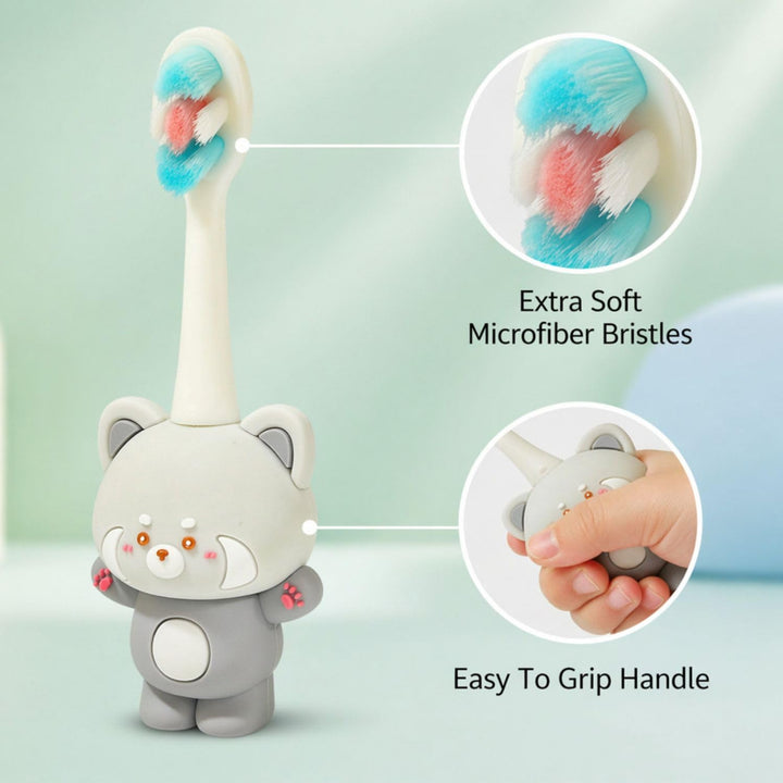 FunBlast Fox Kids Toothbrush | Extra Soft Microfiber Bristles Cartoon Animal Manual Toothbrush for Kids
