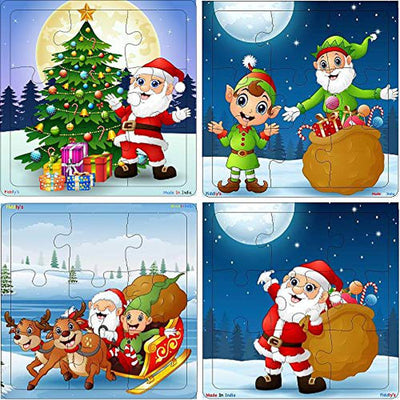 Wooden Jigsaw Puzzle - 9 Pieces (Christmas Pack of 4)