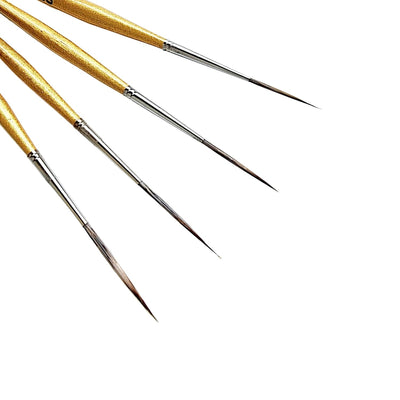 Set of 4 Handmade Long Bristle Liner Brush | Gold