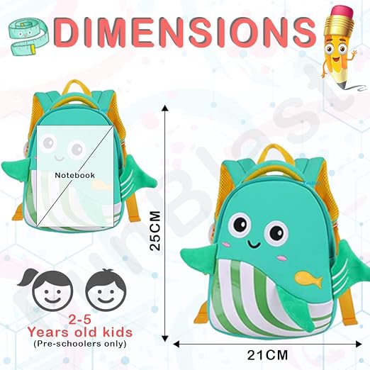 FunBlast Cute Whale Print Shoulder Bag for Kids – Cartoon School Bag for Preschool, Picnic & Travel