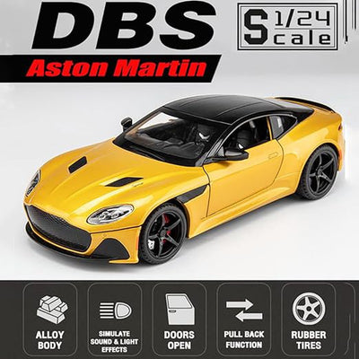 Resembling 1:24 for Aston Martin Gt Alloy Diecasts & Toy Vehicles Metal Toy Car Model Sound and Light Pull Back Collection (Assorted Colour)