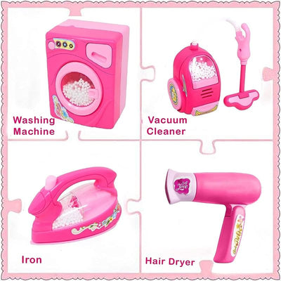 Household Toys Pretend Play Set (Washing machine, Vacuum cleaner, Iron, Hair dryer)