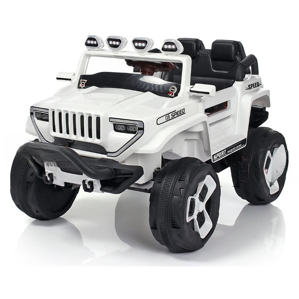 White Ride-On | Wireless Remote, Bluetooth Mp3 Music and Rechargeable Battery Operated | Jeep A1200 4X4 (COD Not Available)