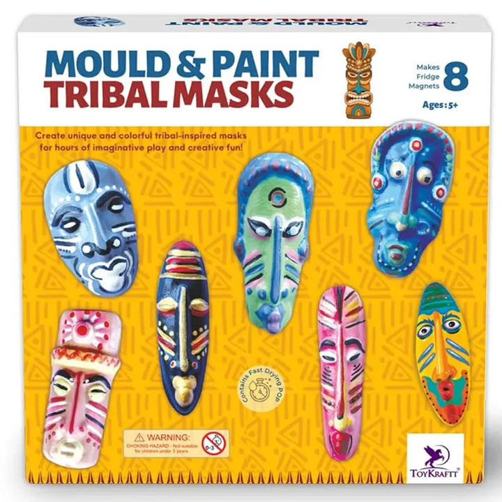 Toykraft Mould & Paint Tribal Masks - Fridge Magnet Making DIY Kit, Creative Art & Craft Activity