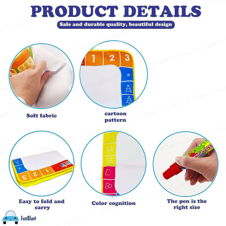 FunBlast Magic Water Drawing Mat with Rainbow Color Swatches | Aqua Magic Drawing Pad