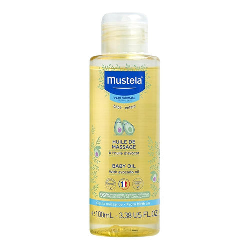 Mustela Baby Massage Oil - 100ml | Avocado Oil, Sunflower Oil & Protective Vegetable Oil