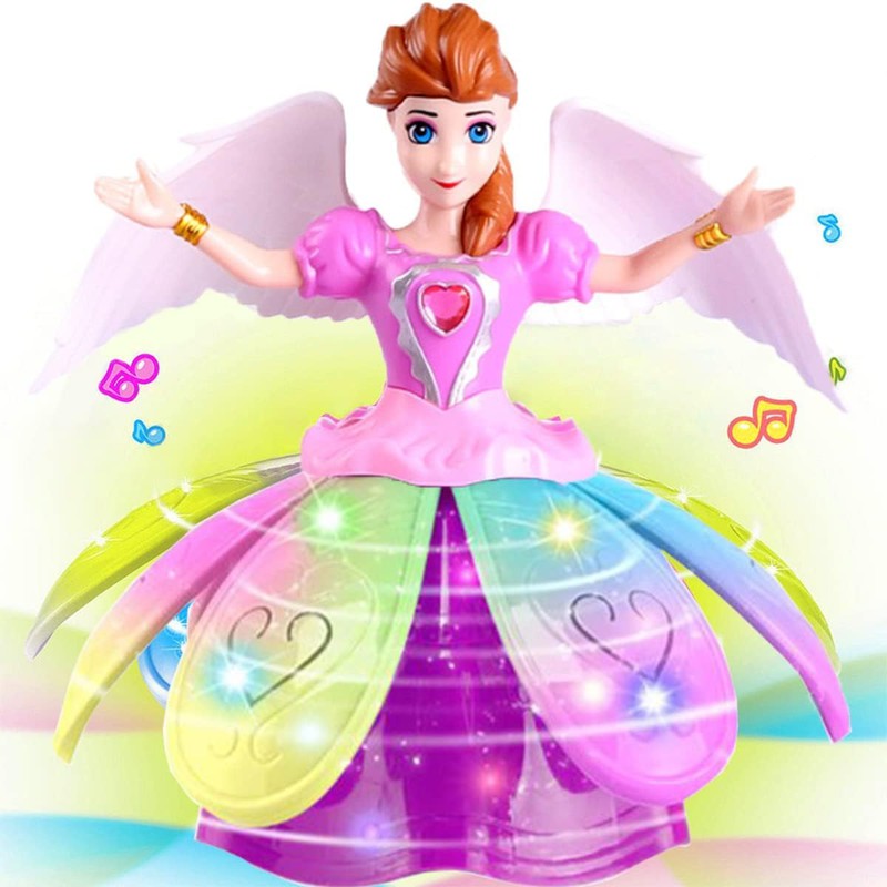 360° Spinning Princess Musical Dancing Angel Doll with LED Lights and Music