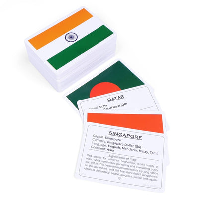 Big Size Flags Flash Cards for Kids, Wipe and Clean, Laminated Activity Flash Cards