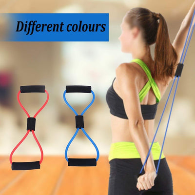 Fitfix Resistance Tube (8 Shaped) | Heavy Quality Exercise Band for Stretching Workout (Assorted Colors)