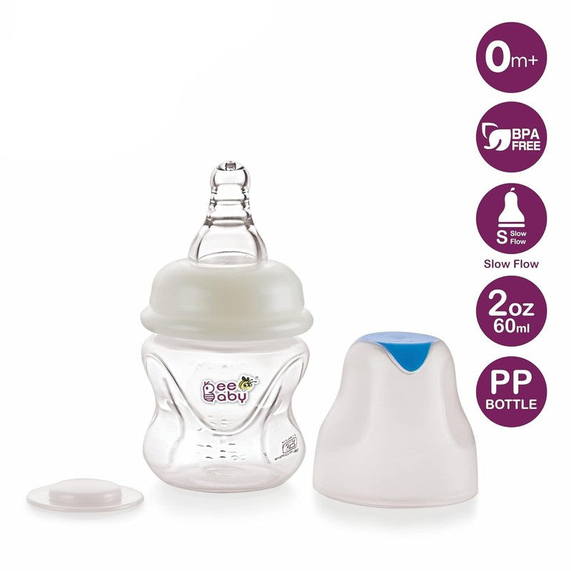 Comfort Slim / Regular Neck Baby Feeding Bottle with Slow Flow Anti-Colic Silicone Nipple 60 ML / 2 oz. (Pack of 2)