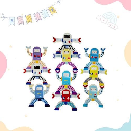 Little Ginnie Wooden Robot Balancing Building Blocks - 10 Pieces