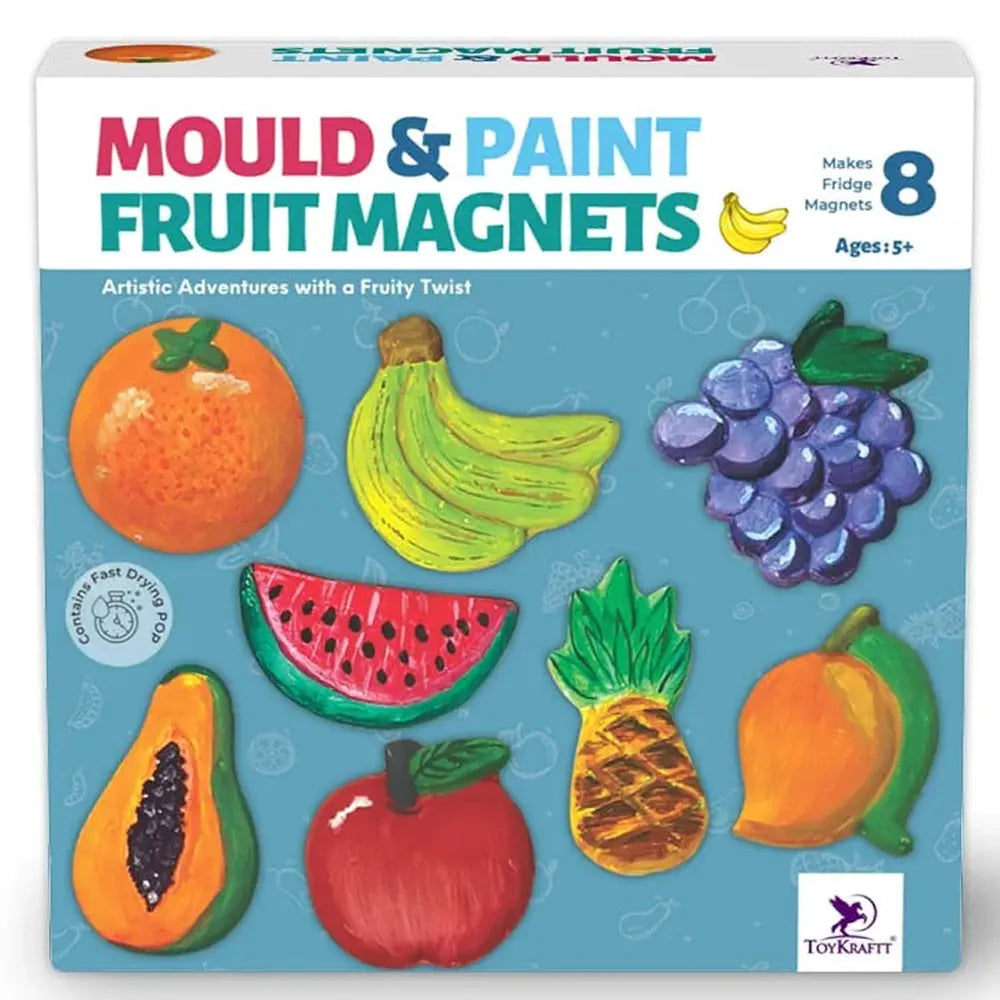 Toykraft Mould & Paint Fruits - Fridge Magnet Making DIY Kit, Creative Art & Craft Activity