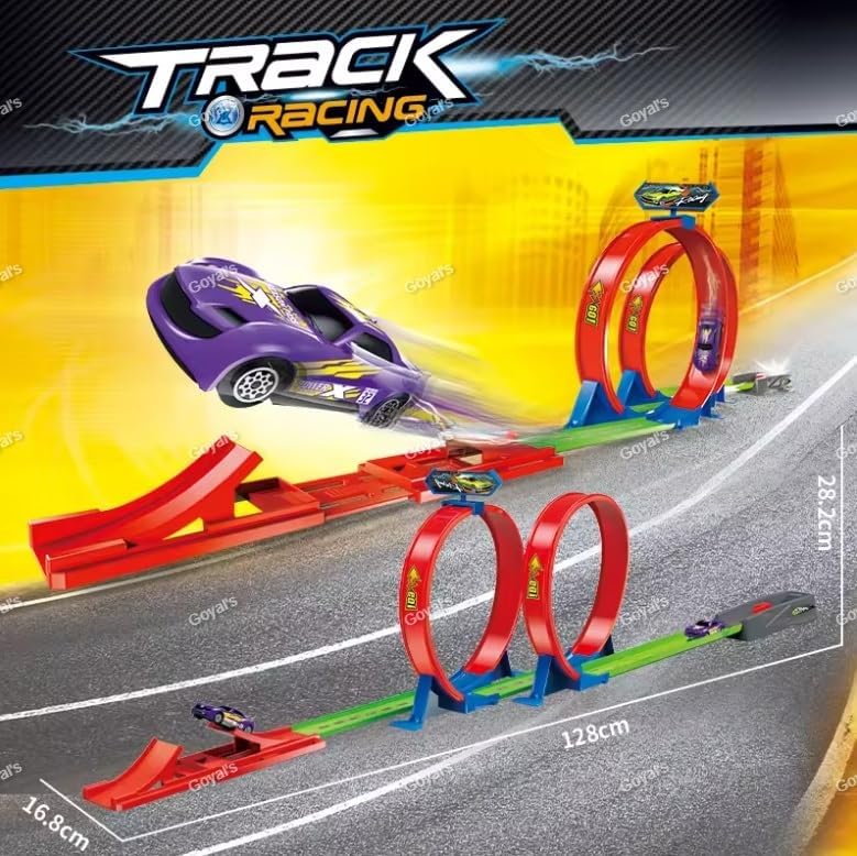 ToyBoi Max Racing Track for Kids – 360° Double Loop Stunt Track