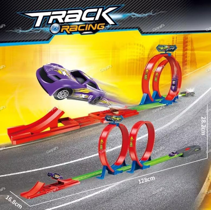 ToyBoi Max Racing Track for Kids – 360° Double Loop Stunt Track