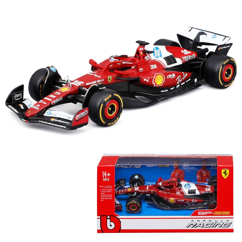 Bburago Original SF-25 C. Leclerc Formula Racing Licensed Diecast Car | 1:43 Scale Model (14 Years Till Grown Ups)