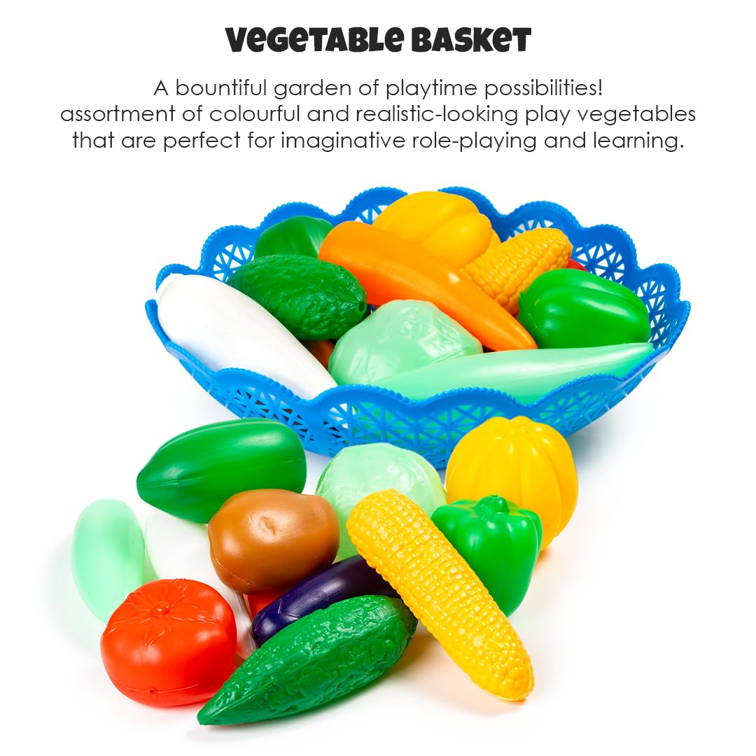 Vegetable Basket Set 12 Pcs | Pretend Play Kitchen Food Playset | Assorted colours