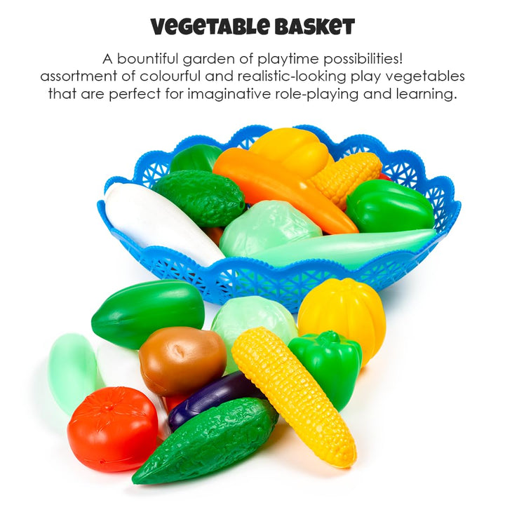 Vegetable Basket Set 12 Pcs | Pretend Play Kitchen Food Playset | Assorted colours