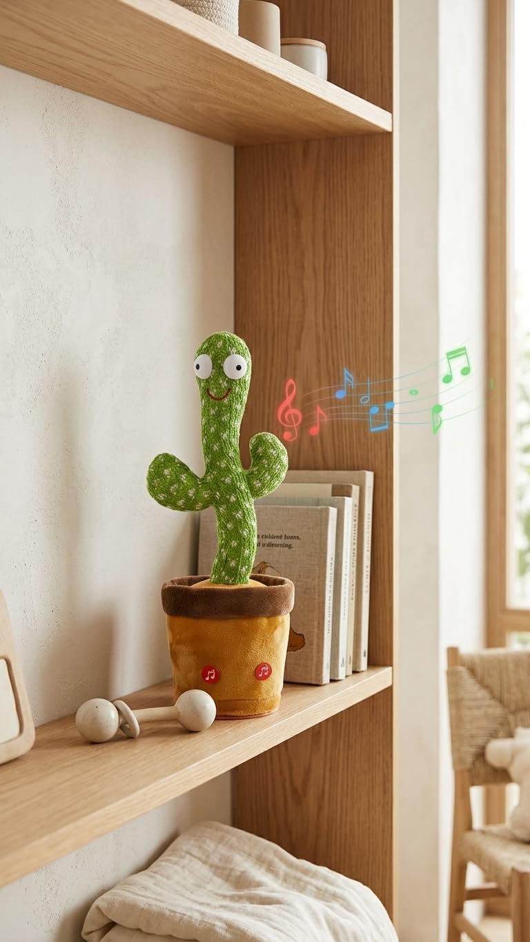 Dancing Cactus Toy for Kids | Talking, Singing & Voice Repeat Toy with LED Lights