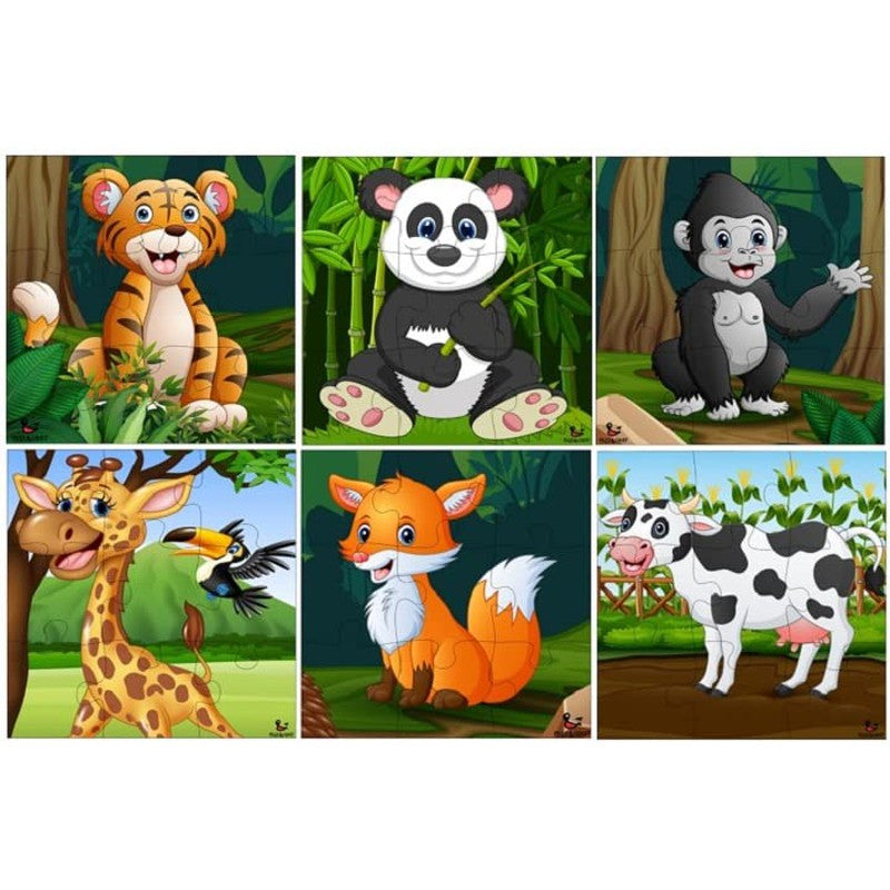 Wooden Jigsaw Puzzle - 9 Pieces  | Wild & Pets Animal