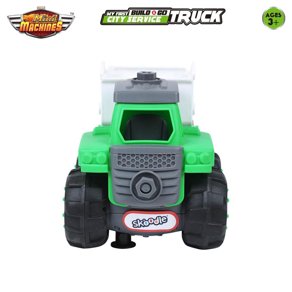 Scoodle Mini Machines My First Build & Go City Service Truck Toy - Pull Back Vehicle for Kids