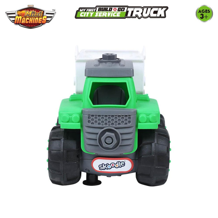 Scoodle Mini Machines My First Build & Go City Service Truck Toy - Pull Back Vehicle for Kids