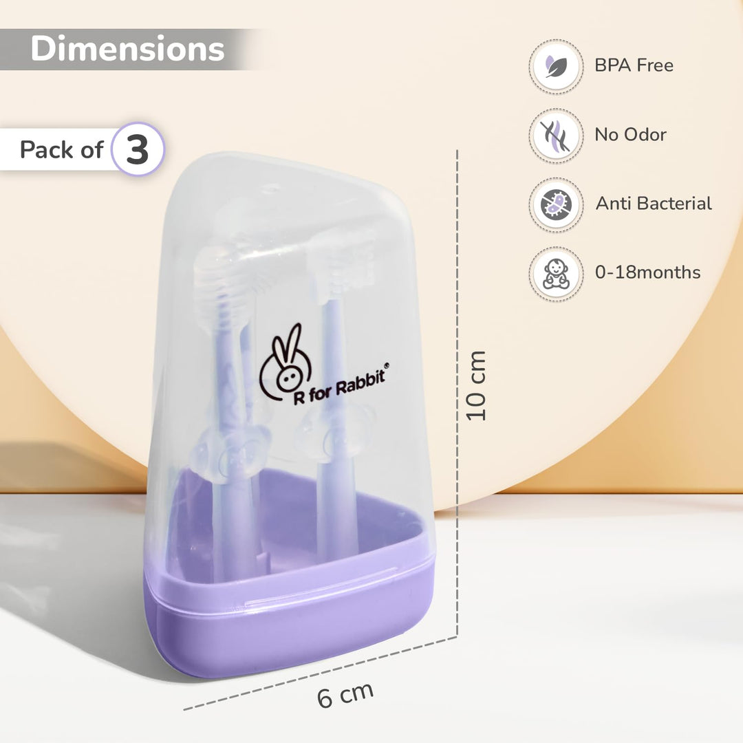 R for Rabbit Tiny Smiles Pixie Purple Toothbrush Set – 3-in-1 Oral Care for Babies